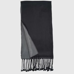 QUINCE NEW 100% silk reversible scarf -black/gray